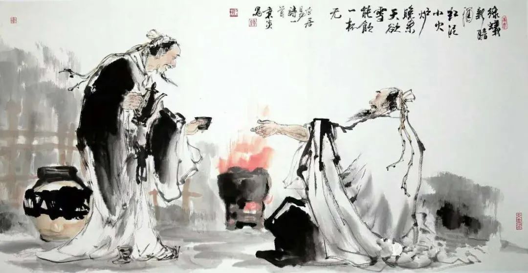 綠蟻新醅酒，紅泥小火爐。晚來(lái)天欲雪，能飲一杯無(wú).jpg